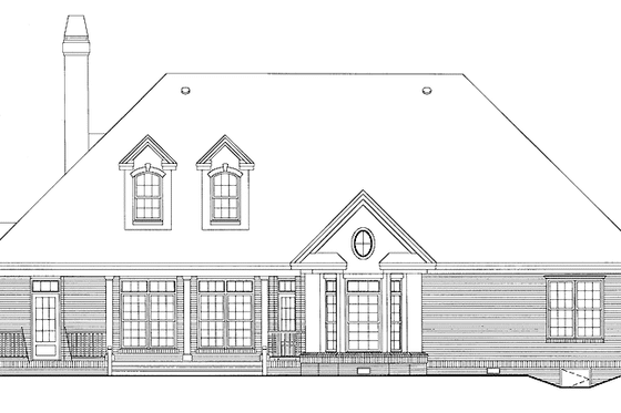 Exterior - Rear Elevation 3 for Ranch House Plan #929-293 - 3 bed, 2.5 bath