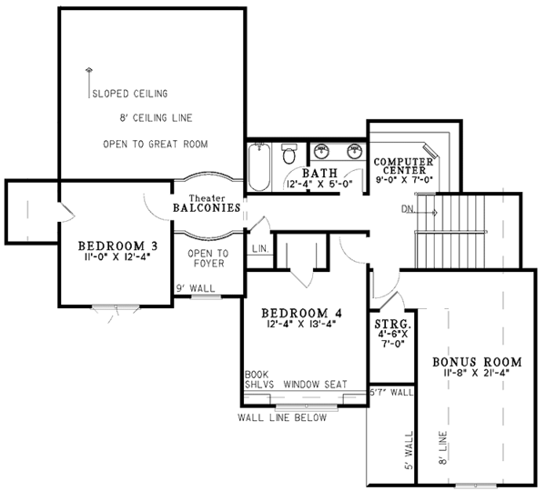 Home Plan - Traditional Floor Plan - Upper Floor Plan #17-2987