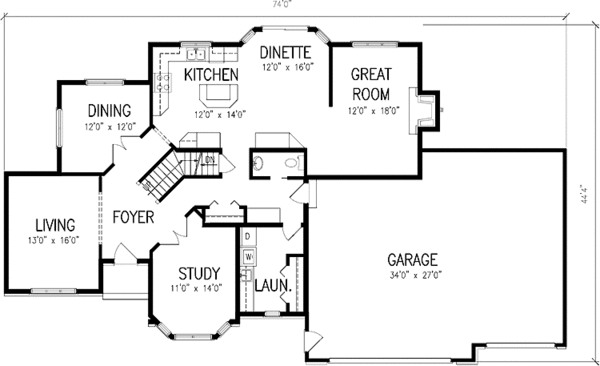 Dream House Plan - Traditional Floor Plan - Main Floor Plan #320-1463