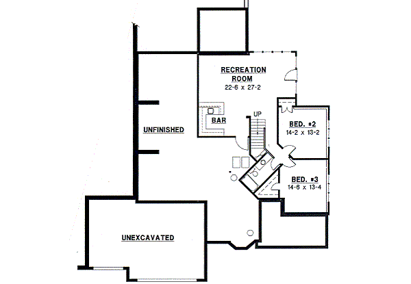 Traditional Floor Plan - Lower Floor Plan #67-371