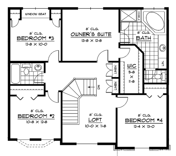 House Plan Design - European Floor Plan - Upper Floor Plan #51-631