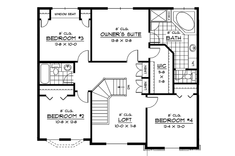 Home Plan - Floor Plan - Upper Floor for European House Plan #51-631 - 4 bed, 2.5 bath
