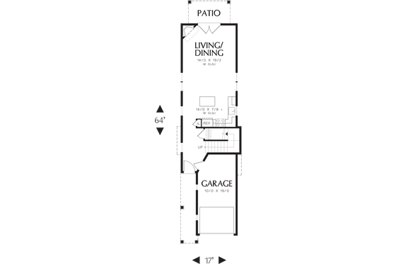 Floor Plan - Main Floor for Cottage House Plan #48-570 - 2 bed, 2 bath