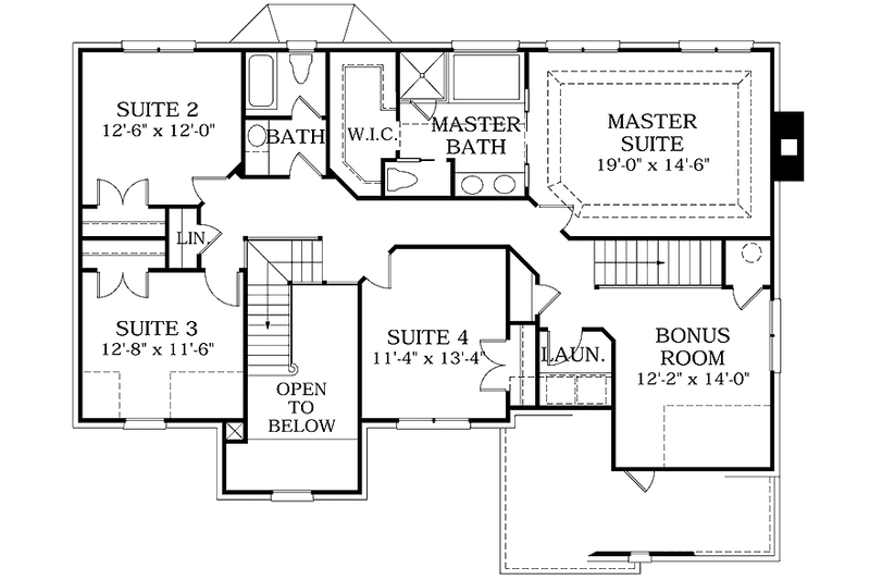Home Plan - Floor Plan - Upper Floor for Traditional House Plan #453-139 - 4 bed, 2.5 bath