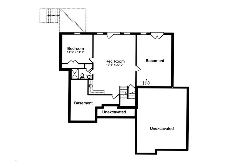 Dream House Plan - Floor Plan - Lower Floor for Craftsman House Plan #46-904 - 4 bed, 2 bath