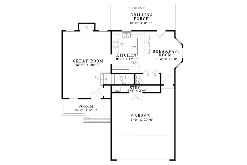 Home Plan - Floor Plan - Main Floor for Country House Plan #17-2989 - 3 bed, 2 bath