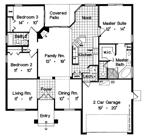 House Design - Mediterranean Floor Plan - Main Floor Plan #417-590