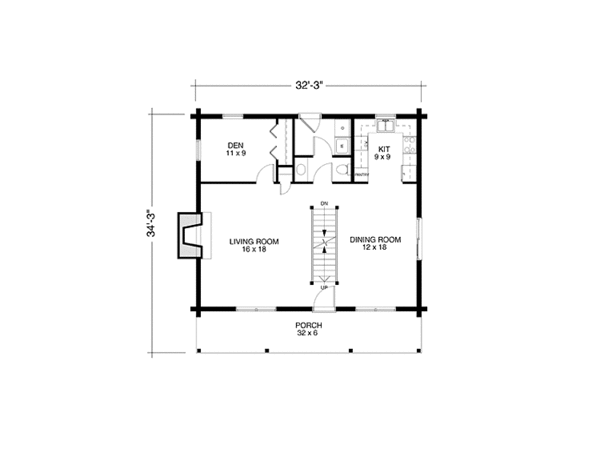 House Design - Log Floor Plan - Main Floor Plan #964-3