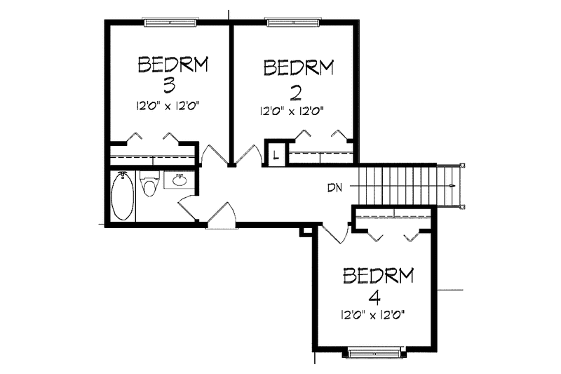Architectural House Design - Floor Plan - Upper Floor for Country House Plan #320-1509 - 4 bed, 2.5 bath