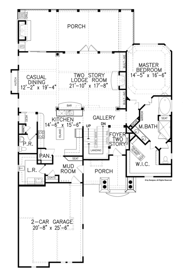 Architectural House Design - Craftsman Floor Plan - Main Floor Plan #54-374