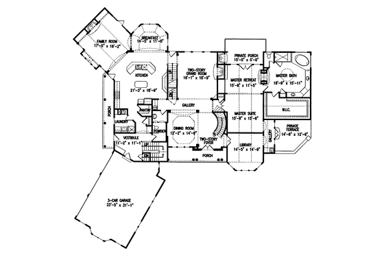 Floor Plan - Main Floor for Country House Plan #54-185 - 4 bed, 4.5 bath