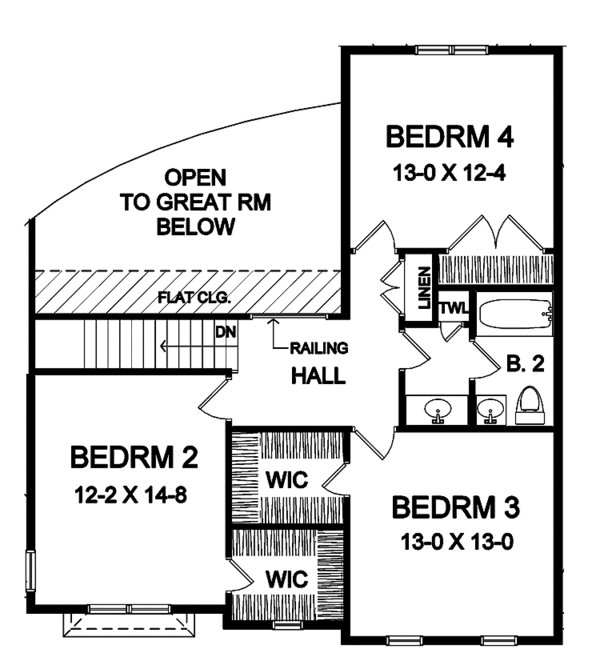 House Design - Traditional Floor Plan - Upper Floor Plan #328-327