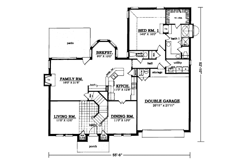 House Plan Design - Floor Plan - Main Floor for Classical House Plan #42-623 - 4 bed, 2.5 bath