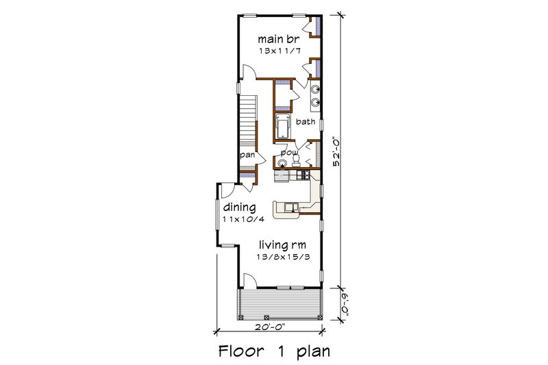 Home Plan - Floor Plan - Main Floor for Craftsman House Plan #79-203 - 3 bed, 2 bath
