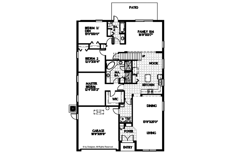 Home Plan - Floor Plan - Main Floor for Mediterranean House Plan #999-96 - 4 bed, 3 bath