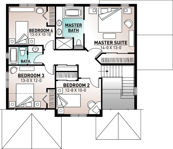 House Design - Traditional Floor Plan - Upper Floor Plan #23-2285