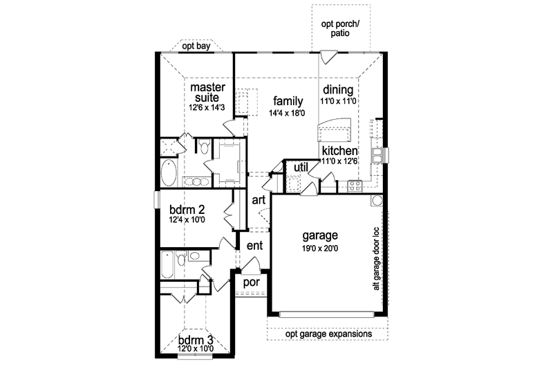 Dream House Plan - Floor Plan - Main Floor for Traditional House Plan #84-778 - 3 bed, 2 bath