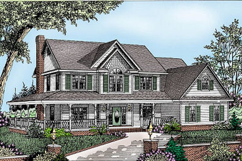 Architectural House Design - Country Exterior - Front Elevation Plan #11-220