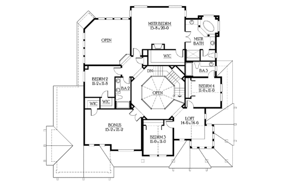 Floor Plan - Upper Floor for Victorian House Plan #132-477 - 5 bed, 4.5 bath