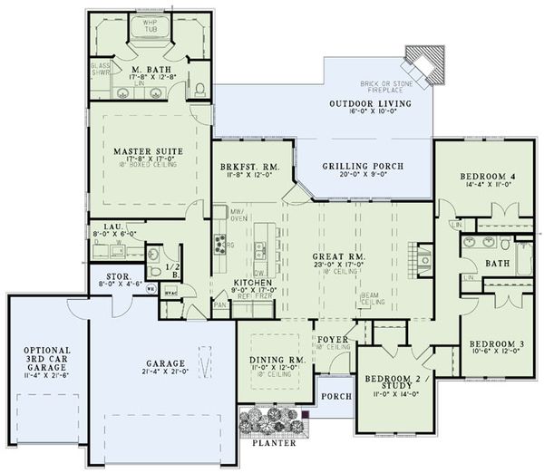 Home Plan - Southern Floor Plan - Main Floor Plan #17-2502