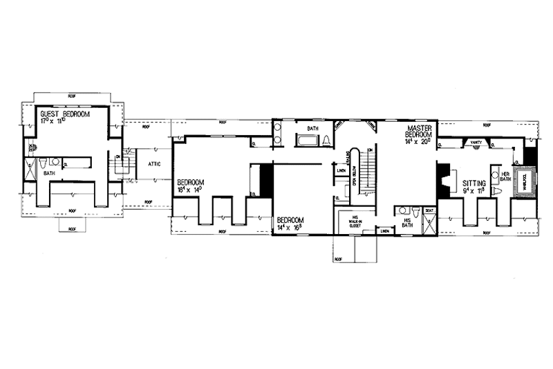House Blueprint - Floor Plan - Upper Floor for Classical House Plan #72-815 - 4 bed, 4 bath