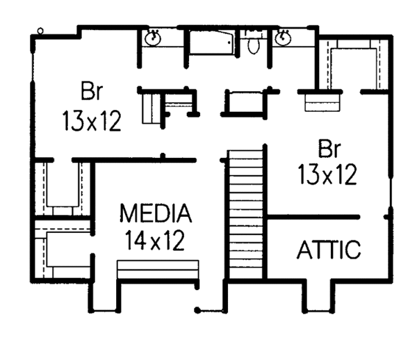 Architectural House Design - Colonial Floor Plan - Upper Floor Plan #15-320