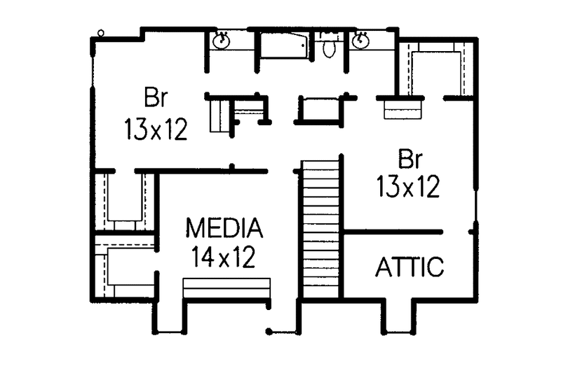 House Blueprint - Floor Plan - Upper Floor for Colonial House Plan #15-320 - 4 bed, 4.5 bath