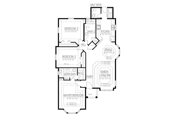 Floor Plan - Main Floor for Ranch House Plan #1061-23 - 3 bed, 2.5 bath