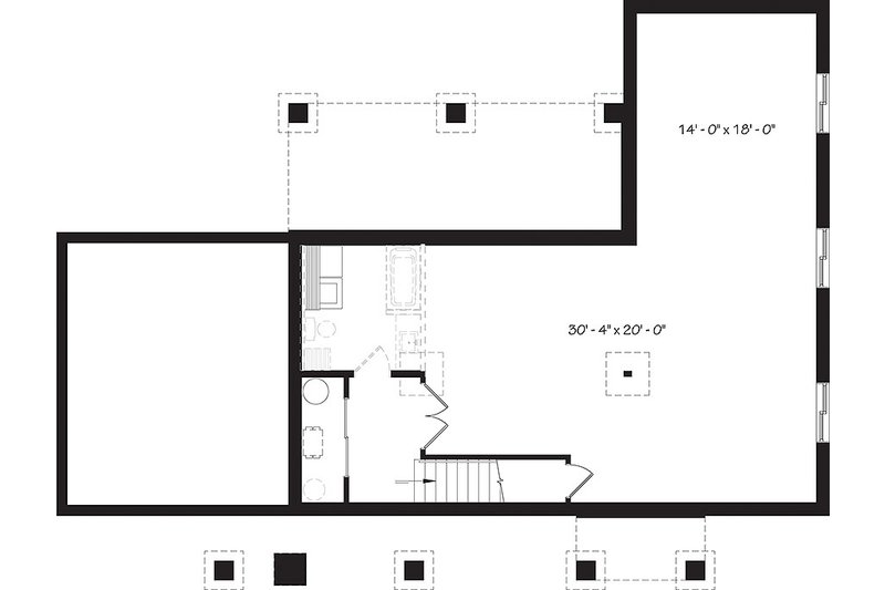 Home Plan - Floor Plan - Lower Floor for Bungalow House Plan #23-2797 - 2 bed, 1 bath