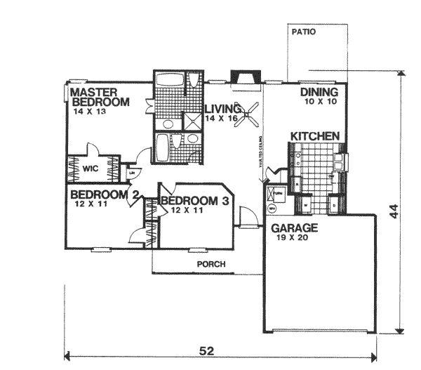 House Blueprint - Ranch Floor Plan - Main Floor Plan #30-115