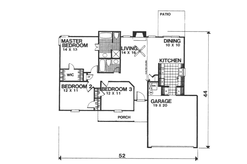 Dream House Plan - Floor Plan - Main Floor for Ranch House Plan #30-115 - 3 bed, 2 bath