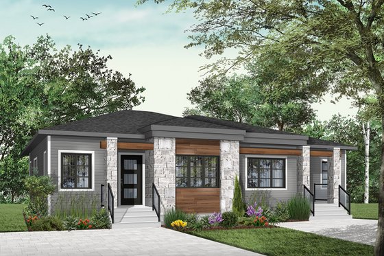 Exterior - Front Elevation 3 for Contemporary House Plan #23-2720 - 2 bed, 1 bath