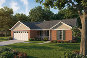Country Style House Plan - 3 Beds 2 Baths 1157 Sq/Ft Plan #17-3021 Exterior 