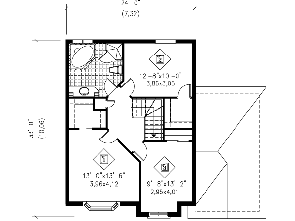 European Floor Plan - Upper Floor Plan #25-4171