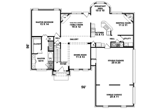Floor Plan - Main Floor for Traditional House Plan #81-524 - 4 bed, 2.5 bath