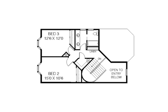 Floor Plan - Upper Floor for Traditional House Plan #60-345 - 4 bed, 2.5 bath