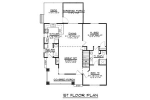 Floor Plan - Main Floor for Craftsman House Plan #1064-45 - 2 bed, 1.5 bath