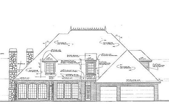 Exterior - Rear Elevation for European House Plan #310-432 - 4 bed, 3.5 bath
