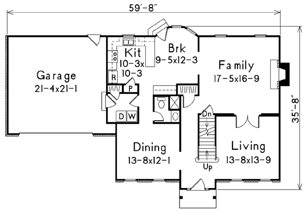 Colonial Floor Plan - Main Floor Plan #57-111
