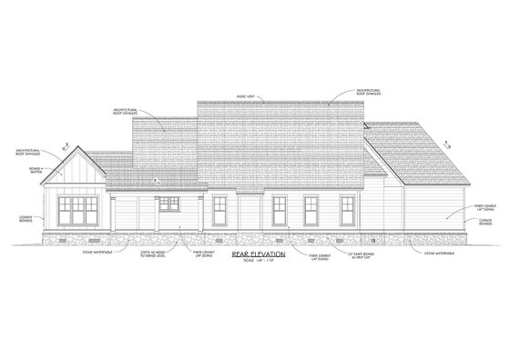 Exterior - Rear Elevation for Farmhouse House Plan #1071-5 - 4 bed, 3.5 bath