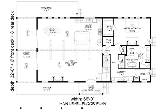 Floor Plan - Main Floor for Country House Plan #932-1062 - 3 bed, 2.5 bath