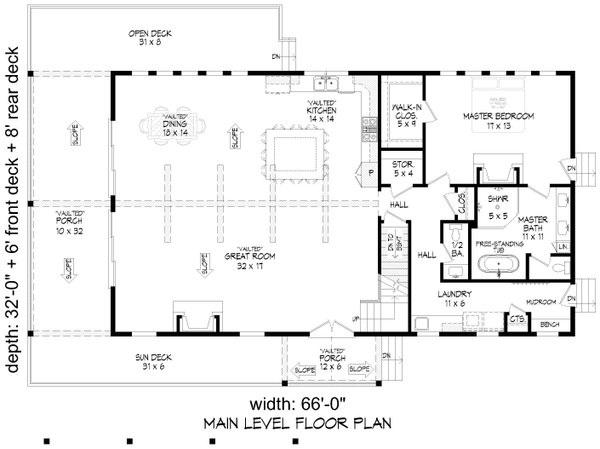House Blueprint - Country Floor Plan - Main Floor Plan #932-1062