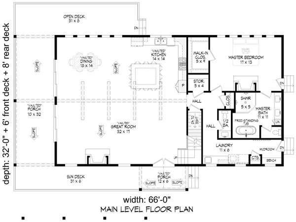 Country Floor Plan - Main Floor Plan #932-1062