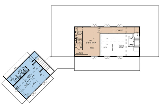 Floor Plan - Upper Floor 1 for Country House Plan #923-127 - 3 bed, 4 bath