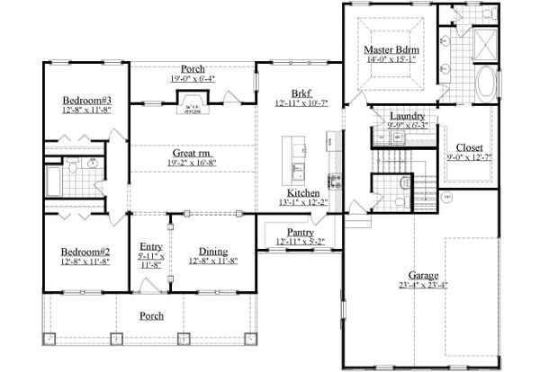House Plan Design - Craftsman Floor Plan - Main Floor Plan #1071-1