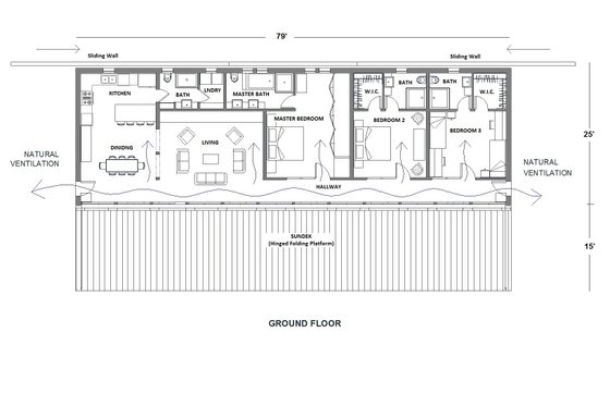 Floor Plan - Main Floor for Modern House Plan #542-11 - 3 bed, 3.5 bath