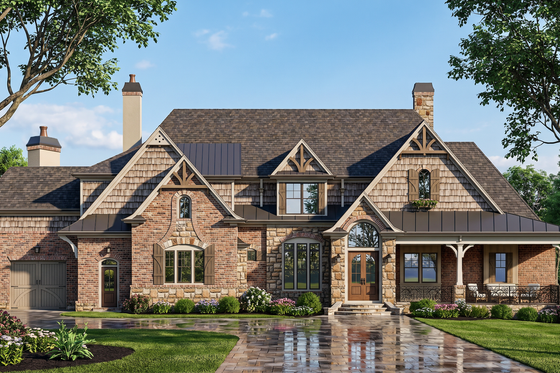 Exterior - Front Elevation 3 for Craftsman House Plan #54-698 - 5 bed, 4 bath