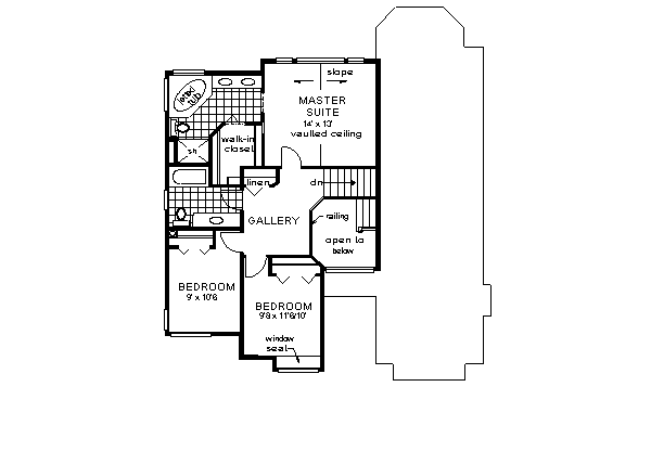 Architectural House Design - European Floor Plan - Upper Floor Plan #18-266