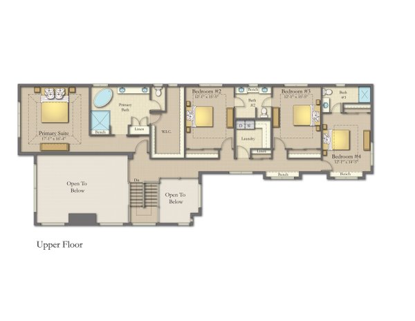 Floor Plan - Upper Floor for Craftsman House Plan #1057-46 - 4 bed, 3.5 bath