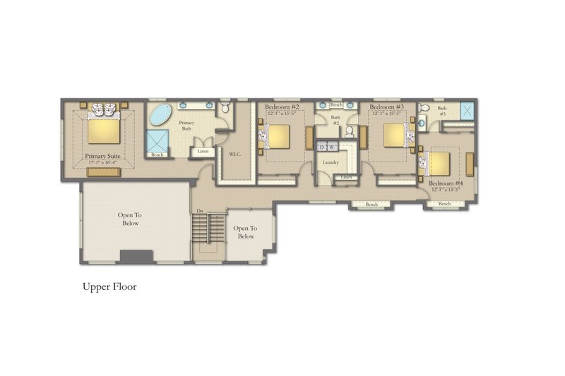 Architectural House Design - Floor Plan - Upper Floor for Craftsman House Plan #1057-46 - 4 bed, 3.5 bath
